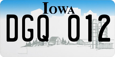 IA license plate DGQ012