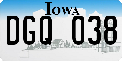 IA license plate DGQ038