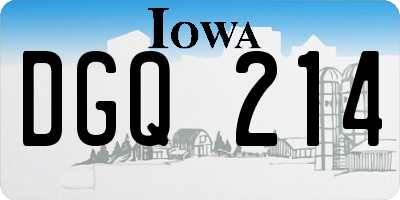 IA license plate DGQ214