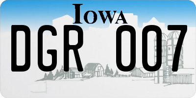 IA license plate DGR007