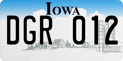 IA license plate DGR012