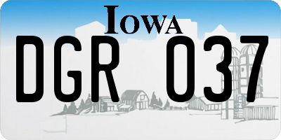 IA license plate DGR037