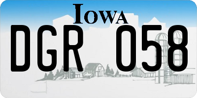IA license plate DGR058