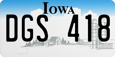 IA license plate DGS418