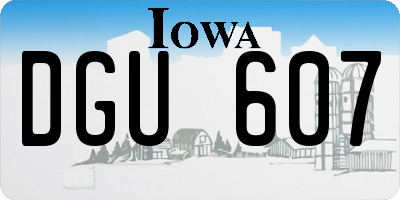 IA license plate DGU607