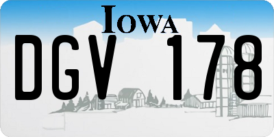 IA license plate DGV178