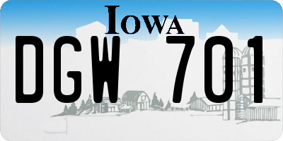 IA license plate DGW701