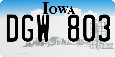 IA license plate DGW803