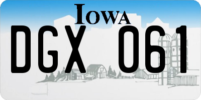 IA license plate DGX061
