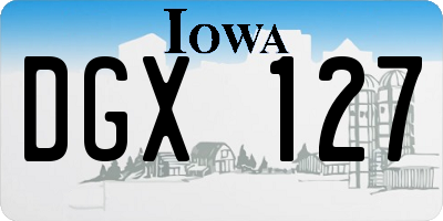 IA license plate DGX127