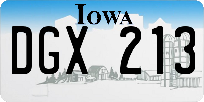 IA license plate DGX213