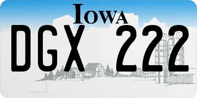 IA license plate DGX222