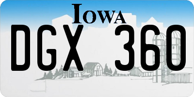 IA license plate DGX360