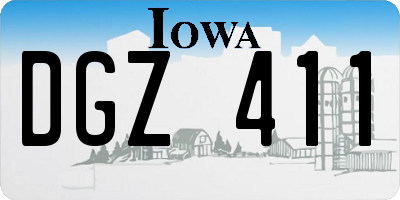 IA license plate DGZ411