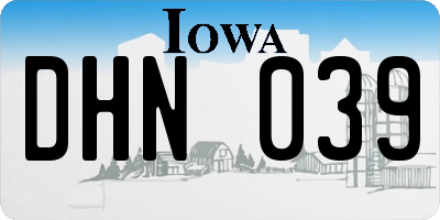 IA license plate DHN039