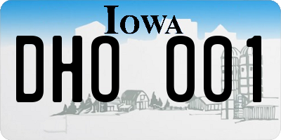 IA license plate DHO001