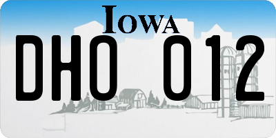 IA license plate DHO012