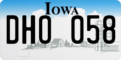 IA license plate DHO058