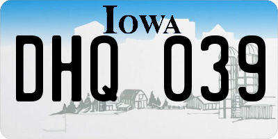 IA license plate DHQ039