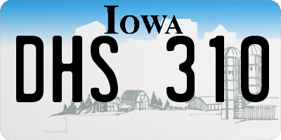 IA license plate DHS310