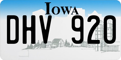 IA license plate DHV920