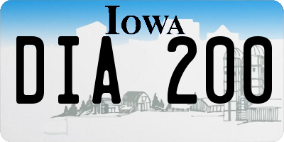 IA license plate DIA200