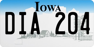 IA license plate DIA204