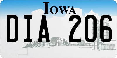 IA license plate DIA206