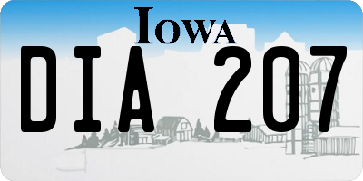 IA license plate DIA207