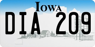 IA license plate DIA209