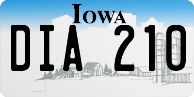 IA license plate DIA210