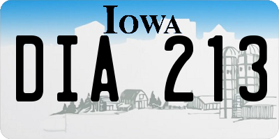 IA license plate DIA213