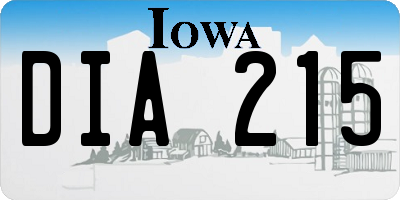 IA license plate DIA215