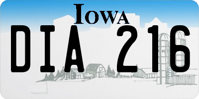 IA license plate DIA216