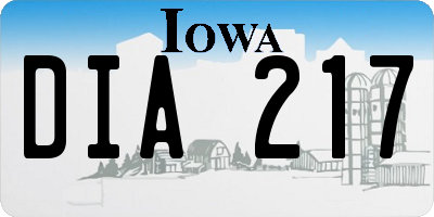 IA license plate DIA217