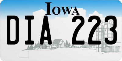 IA license plate DIA223