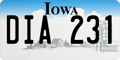 IA license plate DIA231