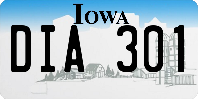 IA license plate DIA301