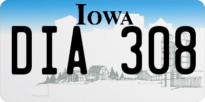 IA license plate DIA308