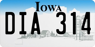 IA license plate DIA314