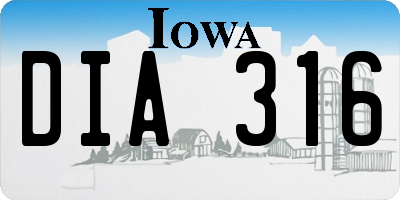 IA license plate DIA316