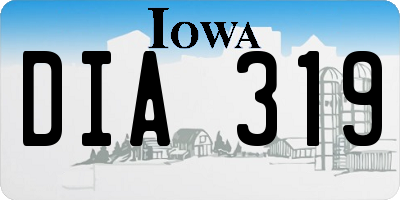 IA license plate DIA319