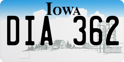 IA license plate DIA362