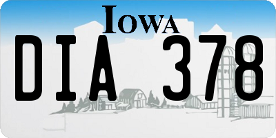 IA license plate DIA378