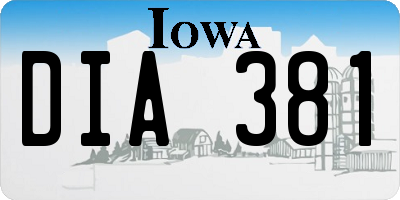 IA license plate DIA381