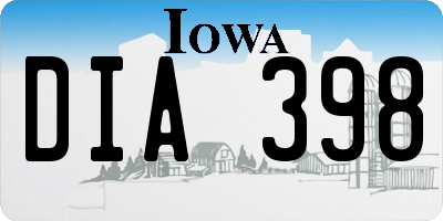 IA license plate DIA398