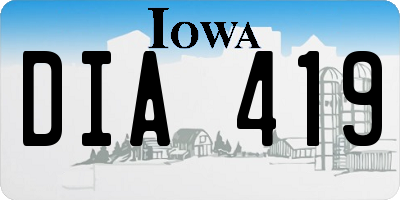 IA license plate DIA419