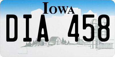 IA license plate DIA458