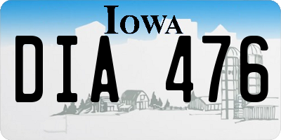 IA license plate DIA476