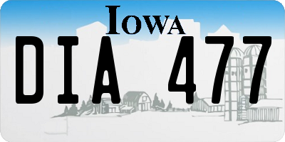 IA license plate DIA477